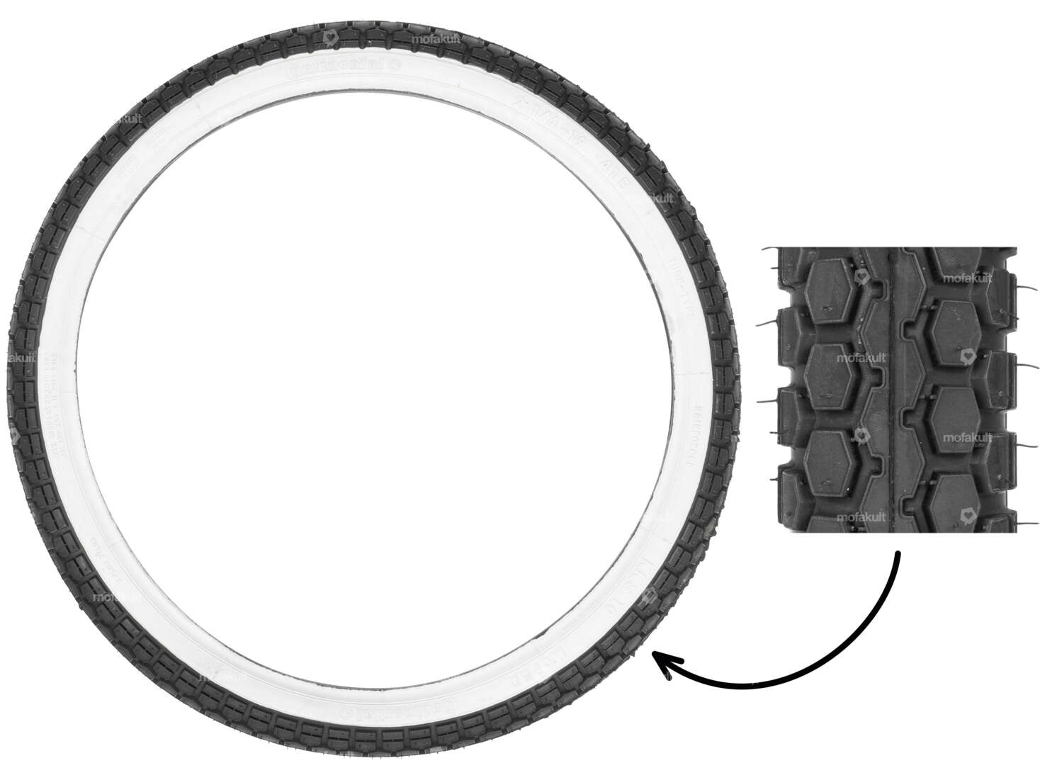 Continental 2.50 x 19" tires whitewall Carousel Image 1