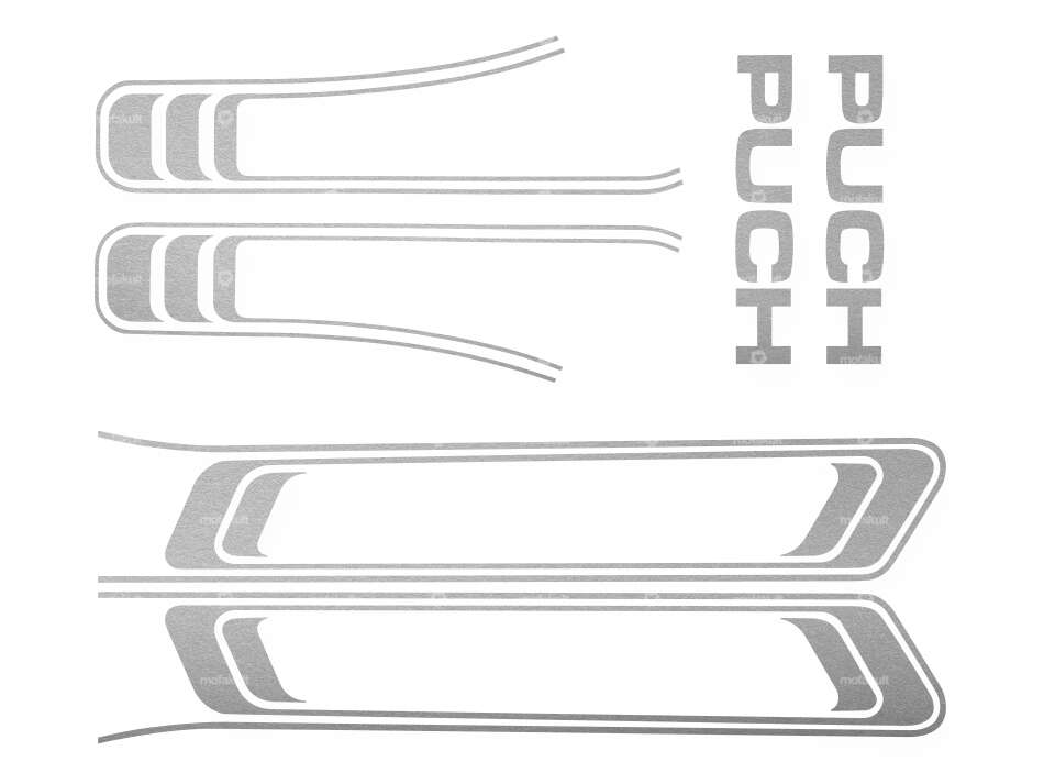 Adhesive set tank & frame silver foil plot (1A quality) | Puch Maxi S Carousel Image 1