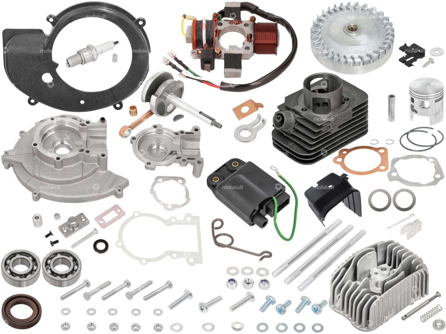 46.5 mm racing engine set Polini / Malossi electronic ignition | Piaggio Ciao, Bravo, Boxer, Grillo Carousel Image 1