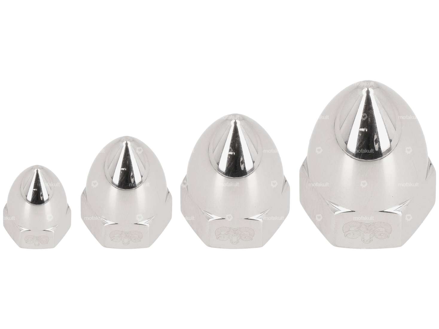 66HEROES pointed nut "Bullit" M5 - M12 stainless steel polished Carousel Image 1
