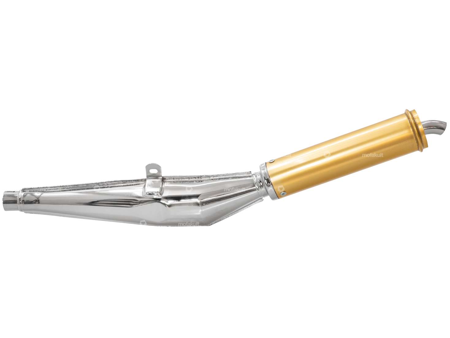 Biturbo muffler 28 mm chrome / gold Carousel Image 1