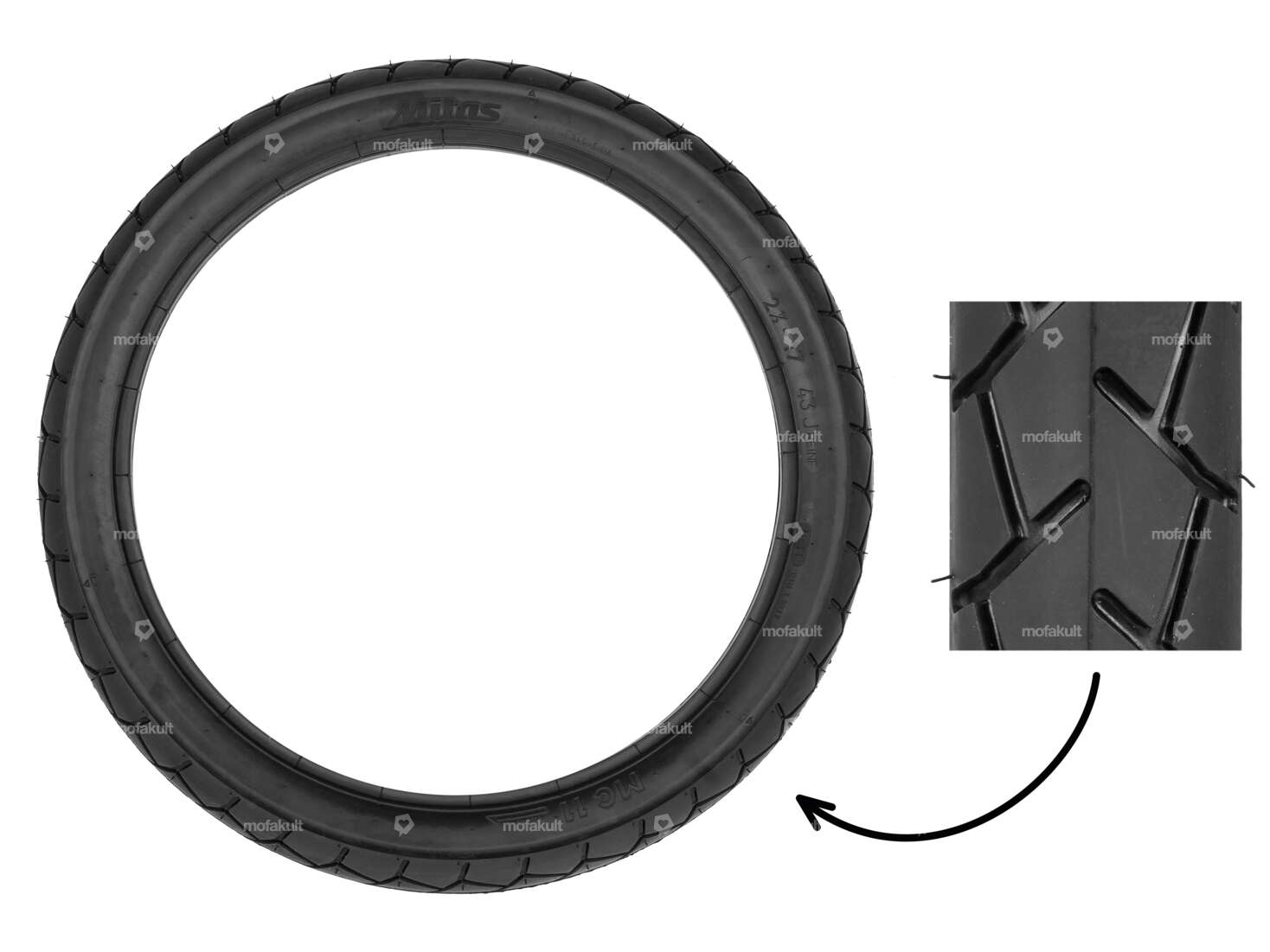 Mitas 2.50 x 17" MC11 semi-slick tires Carousel Image 1