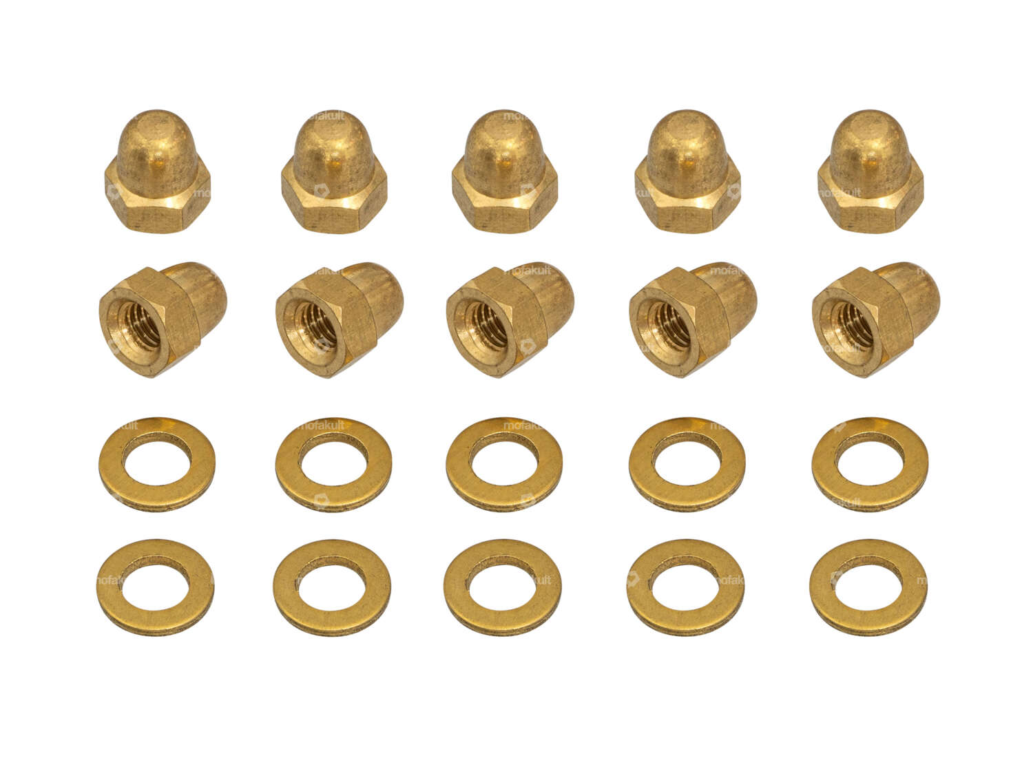 66HEROES M6 cap nut & washer set brass (10 pcs.) Carousel Image 1