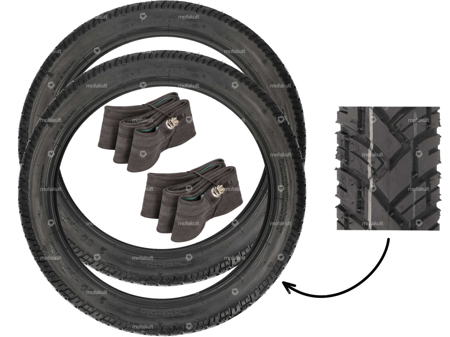 VeeRubber tire set 2.50 x 17" VRM094 (V094) Allround Carousel Image 1
