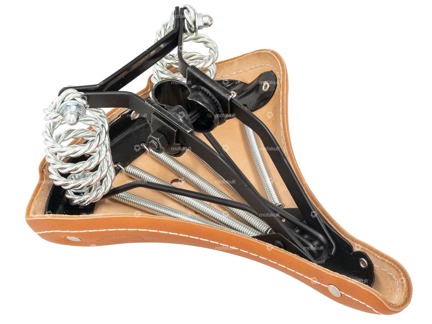 Saddle old England genuine leather barrel spring brown Carousel Image 4