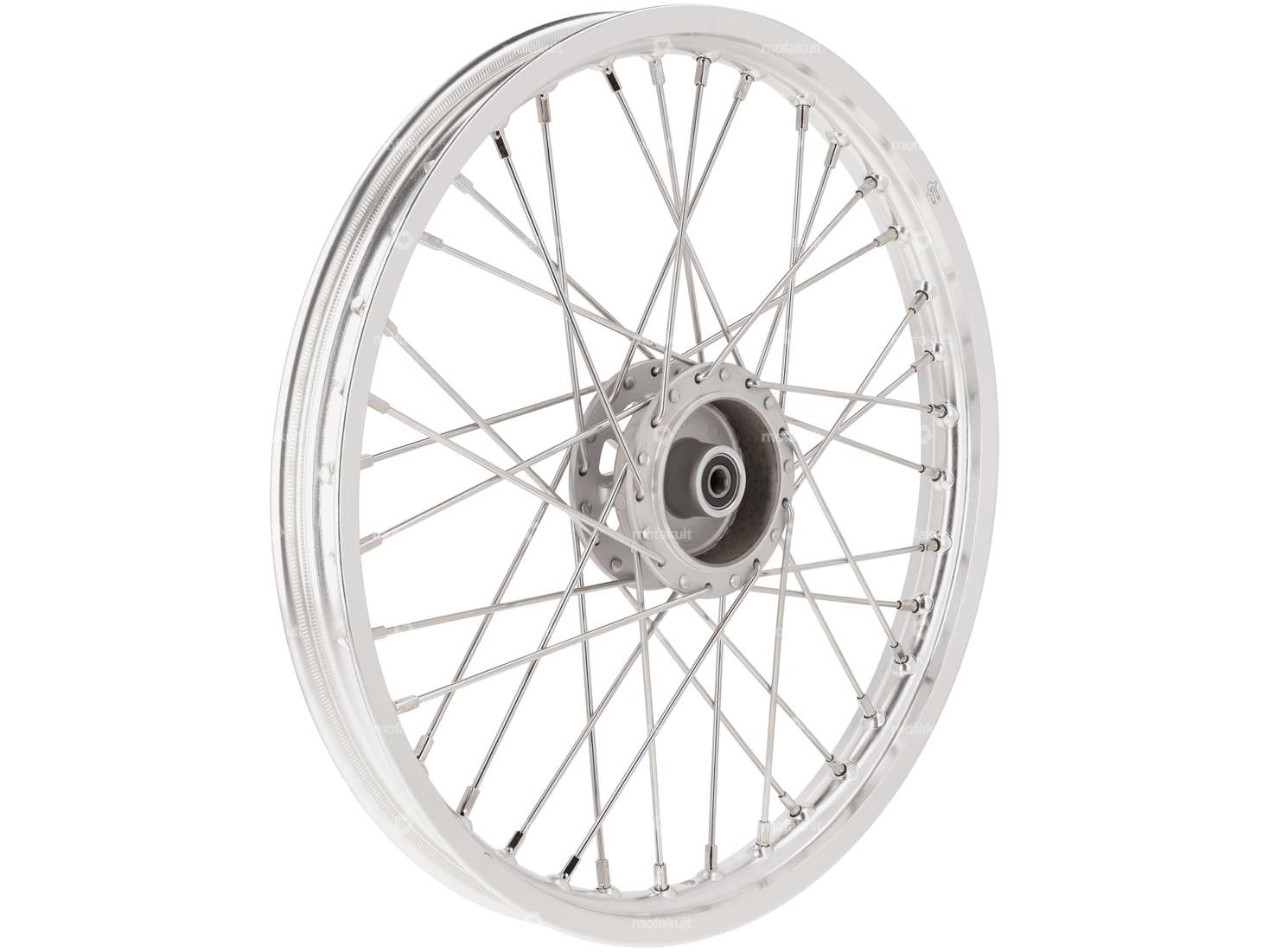 Spoked rim 17" front aluminum CNC solid silver Carousel Image 2