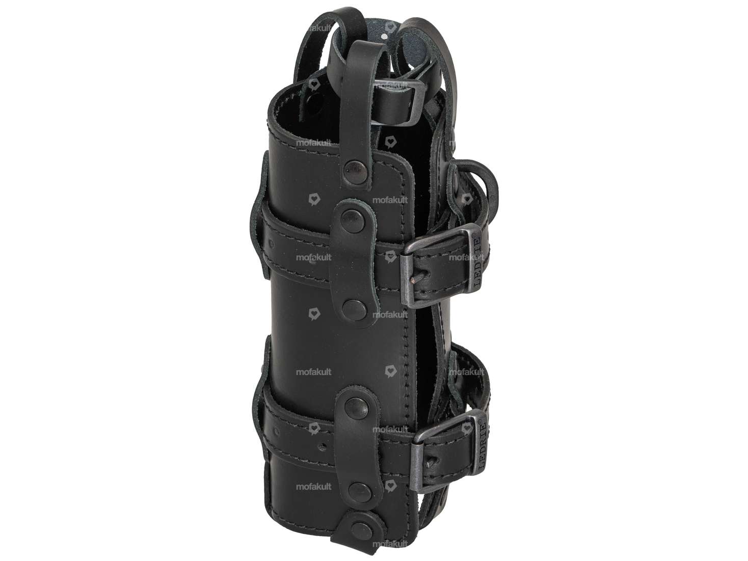 Bottle holder leather black Carousel Image 1