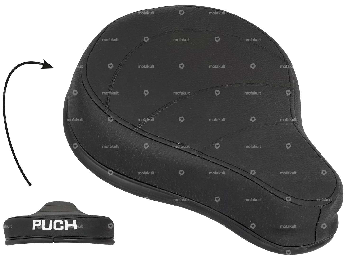 Saddle "PUCH" lettering extra flat black Carousel Image 1