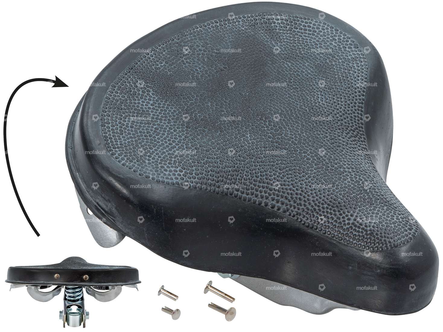 Saddle "Oldtimer" spring seat rubber black Carousel Image 1