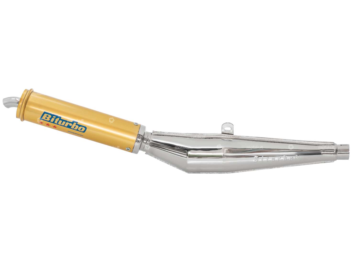 Biturbo muffler 28 mm chrome / gold Carousel Image 2