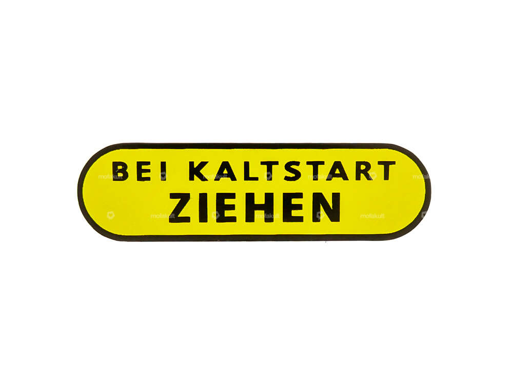 Sticker "BEI KALTSTART ZIEHEN" side panel 36 x 10 | Puch X30 Velux Carousel Image 1