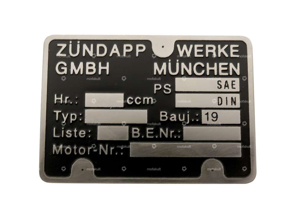 Engine plate Zündapp 1A quality (etched) Carousel Image 1
