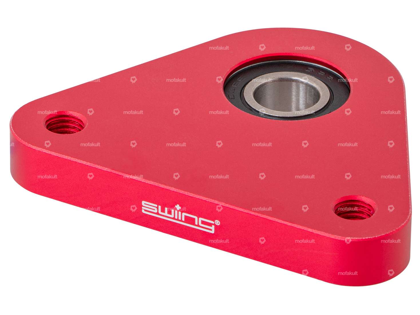 swiing® ingenious triangular bearing plate Racing aluminium red anodized | Piaggio Ciao, SI, Bravo Carousel Image 2