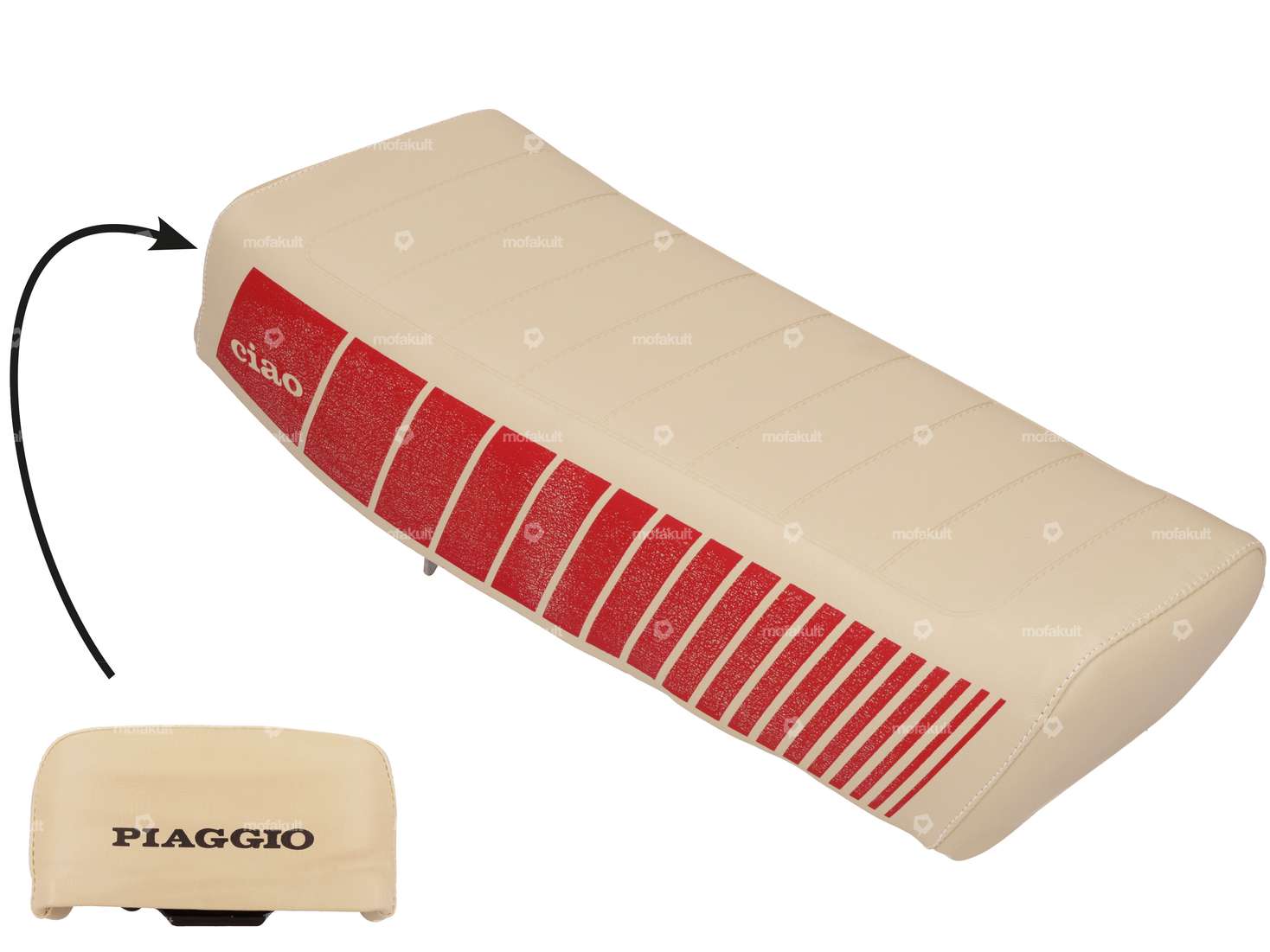 Seat "ciao" beige / red NOS | Piaggio SI Carousel Image 1