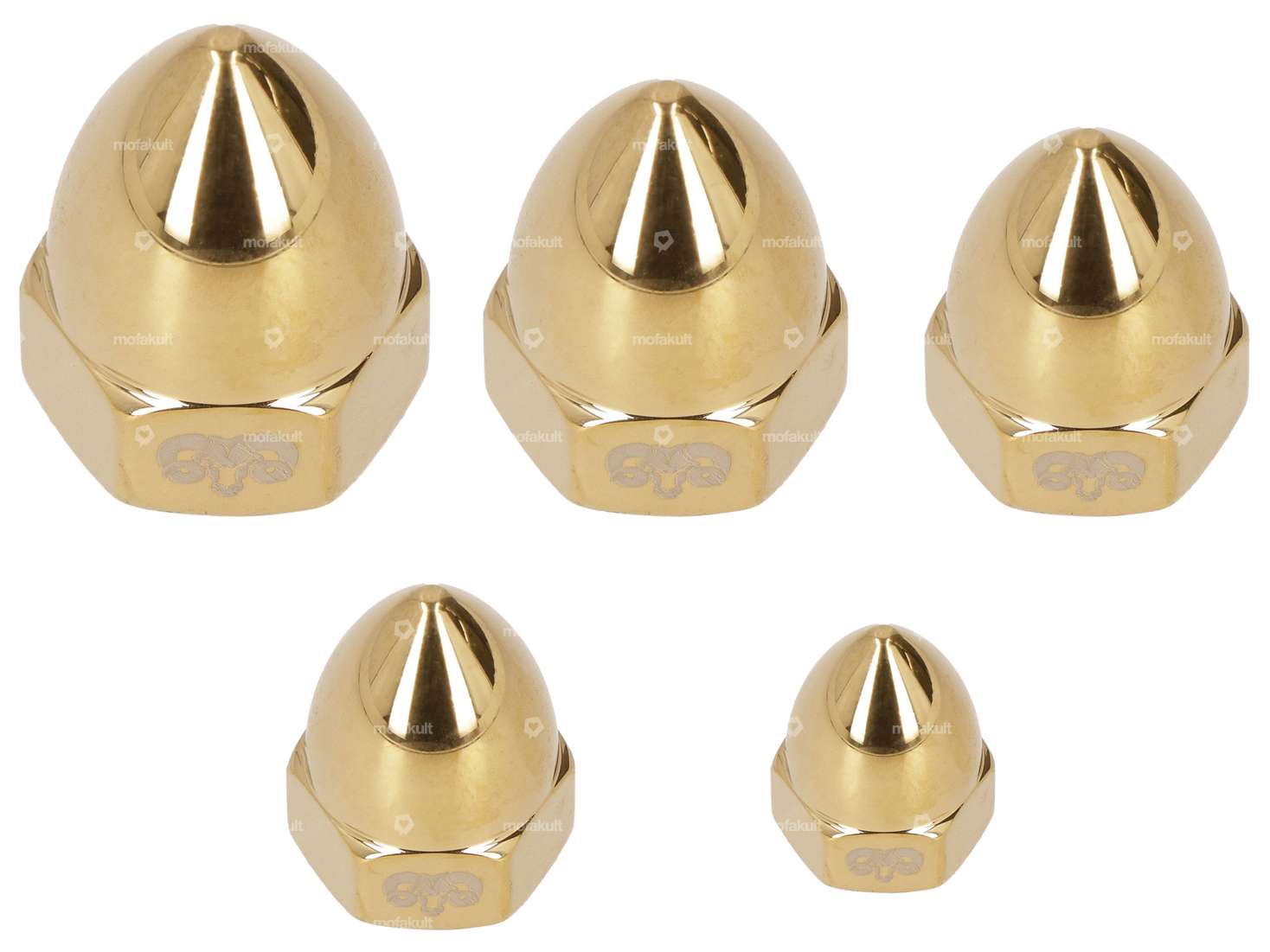 66HEROES pointed nut "Bullit" M5 - M12 gold Inox Carousel Image 1