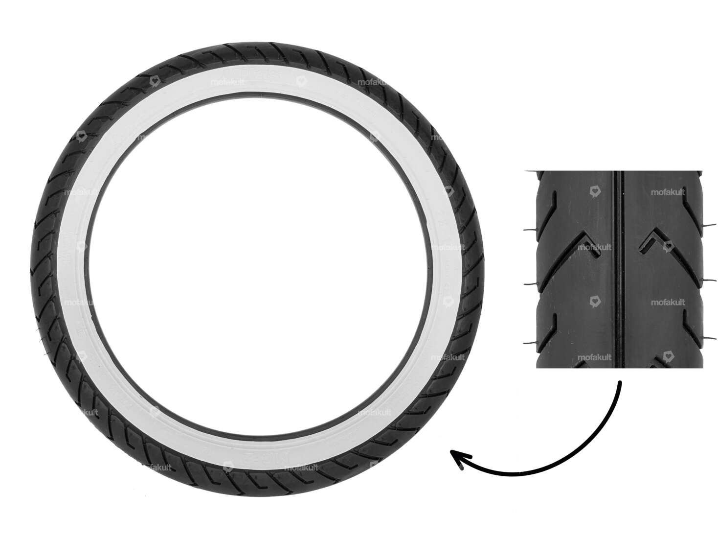 Mitas 2.50 x 16" tires MC2 Semi-Slick whitewall Carousel Image 1