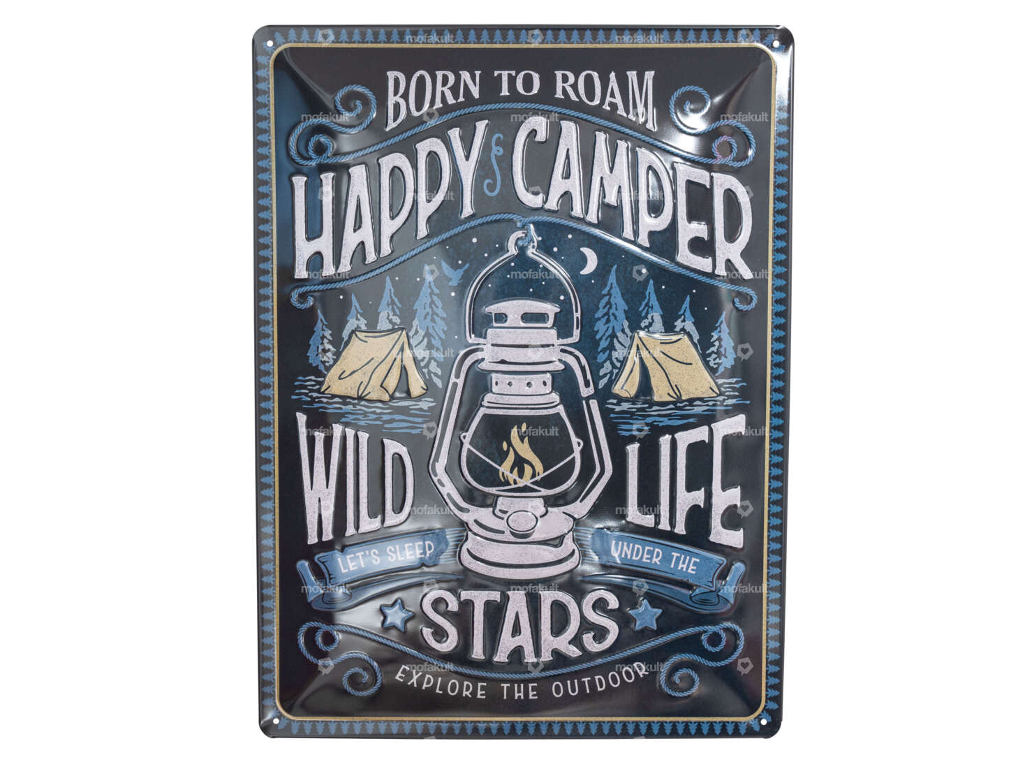 Nostalgic Art tin sign "Happy Camper" blue 30 x 40 cm Carousel Image 1
