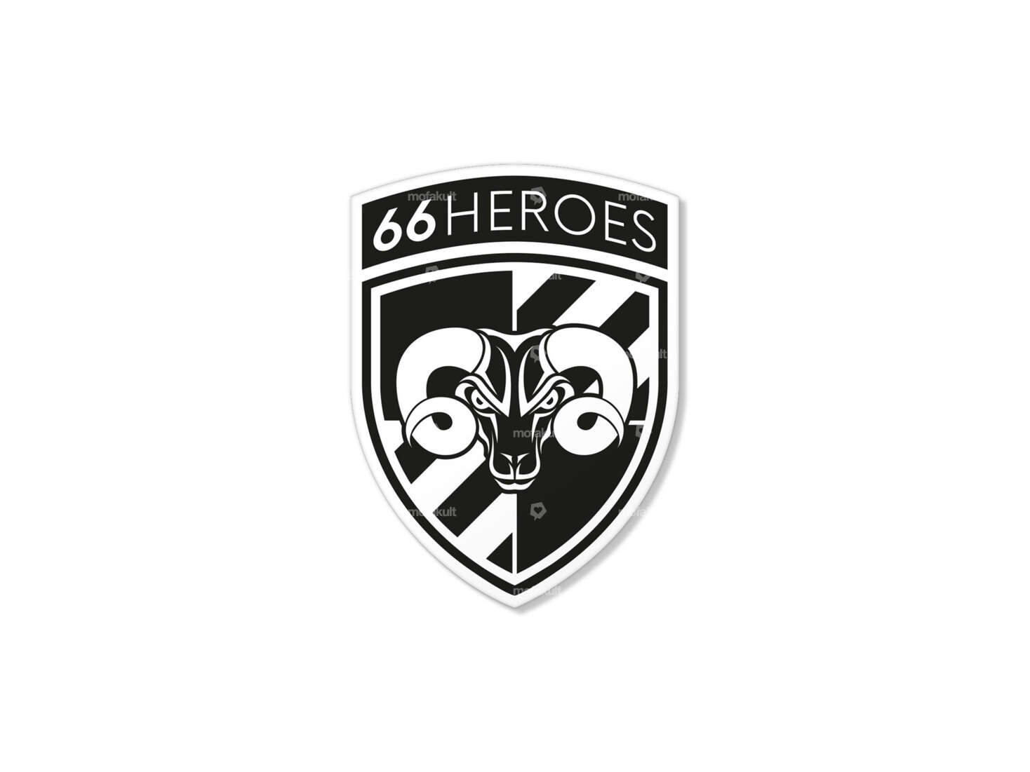 Coat of arms sticker "66HEROES" 24 x 32 mm black Carousel Image 1