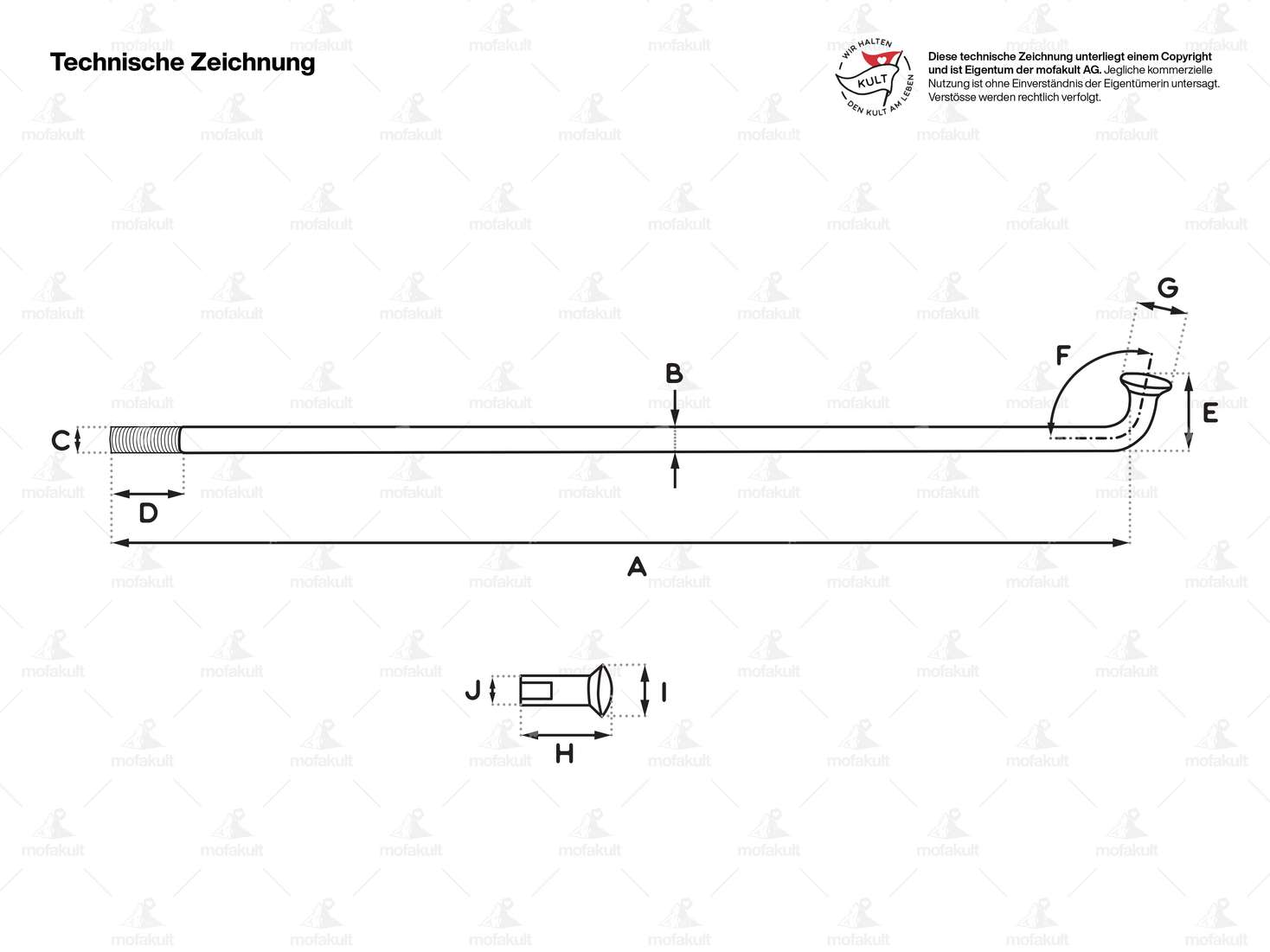 GPO spoke single incl. nipple (2.9 x 157 mm) rear wheel Inox | Piaggio Ciao, Bravo, Boxer Carousel Image 2