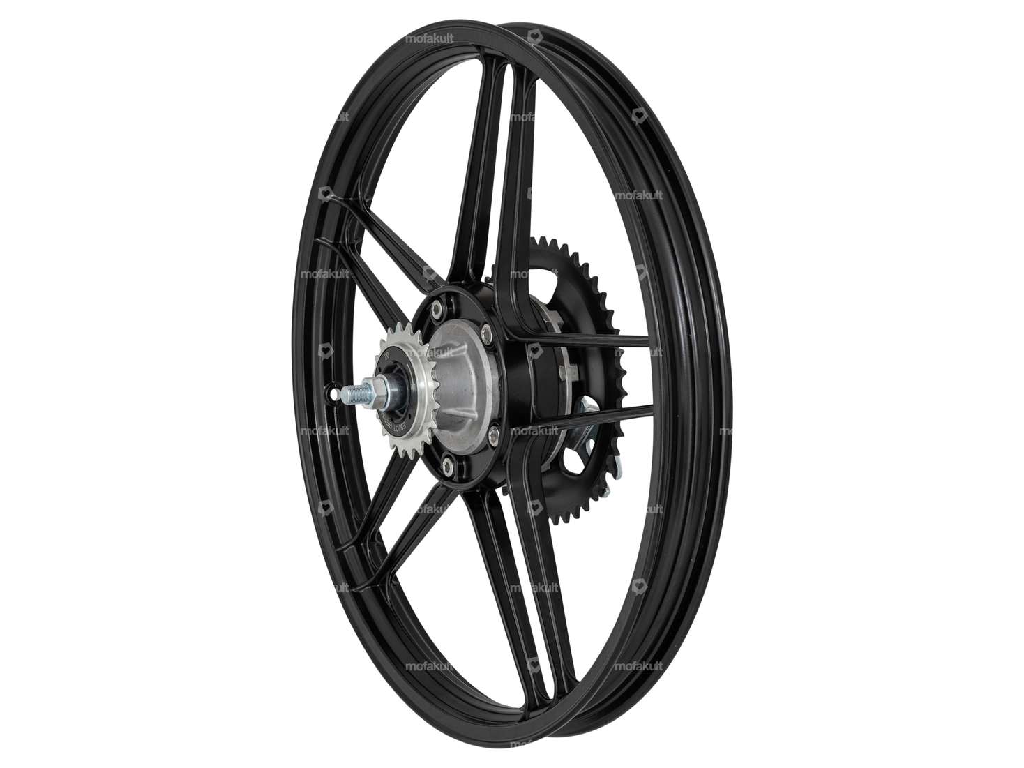 Rear wheel set cast iron black | Puch Maxi, Supermaxi, X30 NG-2AH Carousel Image 1