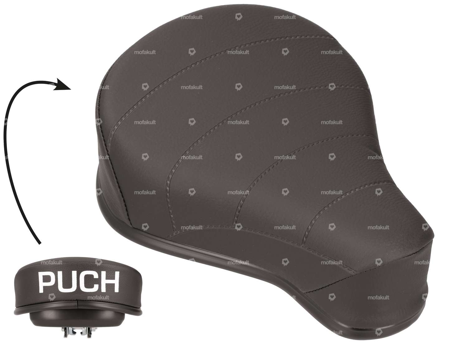 Suspension saddle "PUCH" low with toolbox black (1A quality) Carousel Image 1