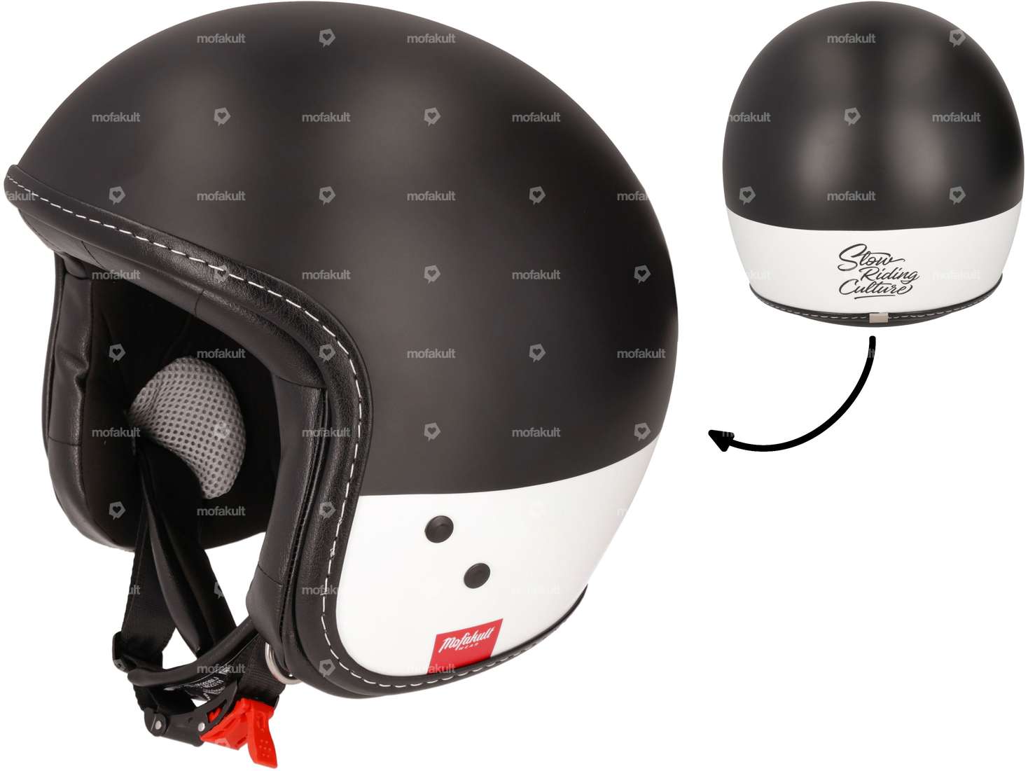 Mofakultwear jet helmet "Kult" white / black Carousel Image 1