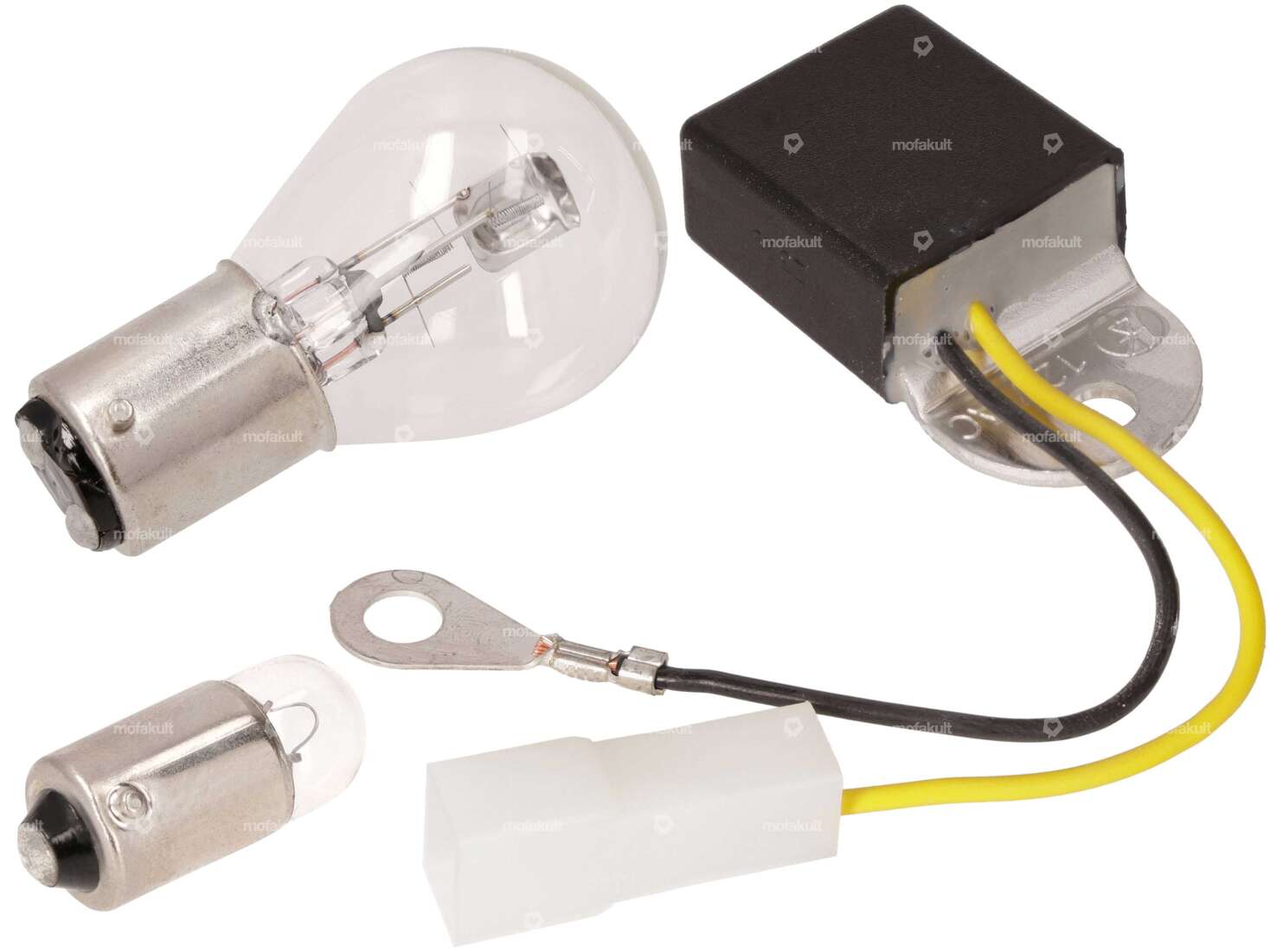 6V bulb set (BAX15d) with Leonelli voltage regulator | Puch Carousel Image 1