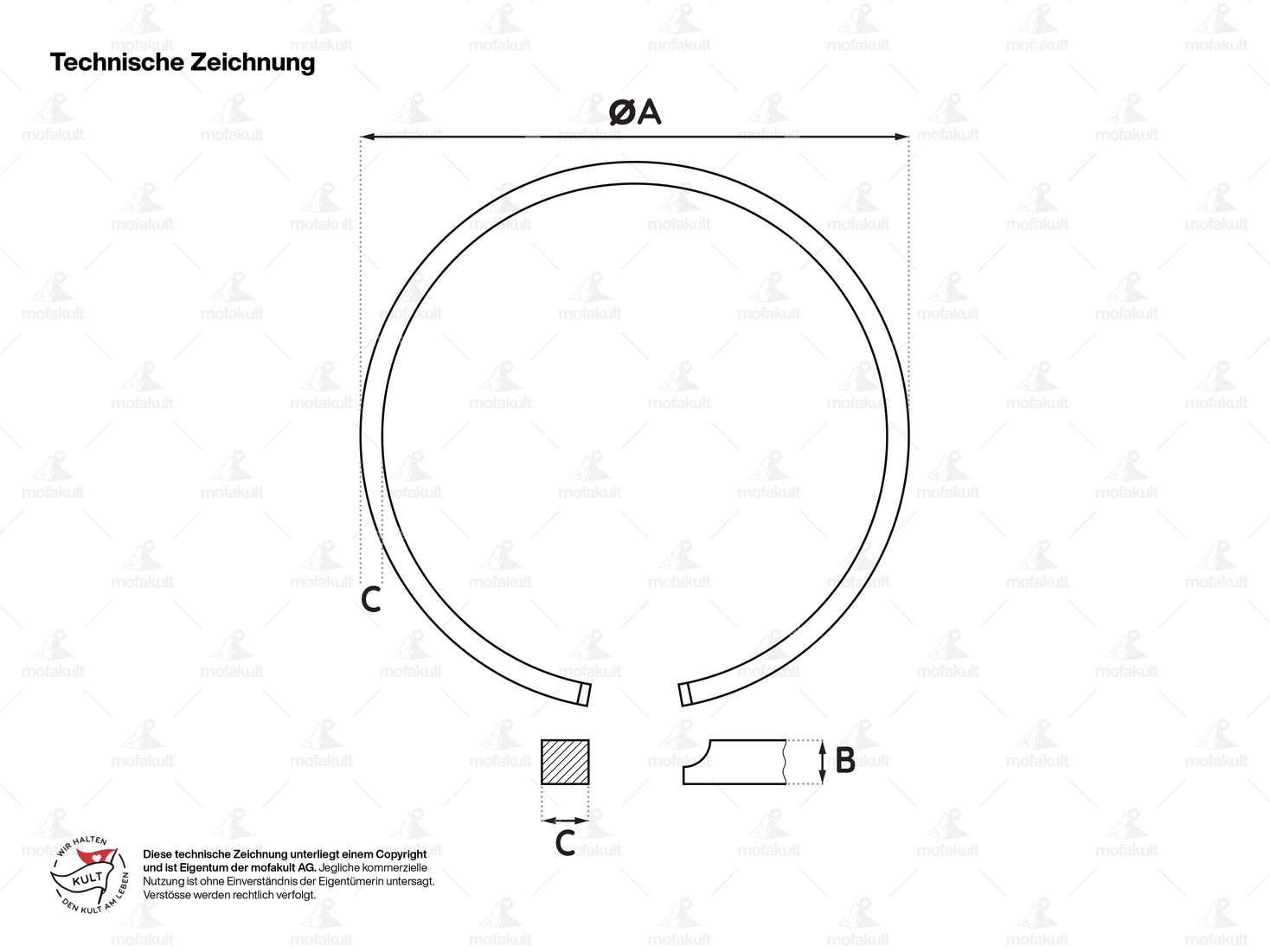 Meteor piston ring 42.5 x 1.5 mm (FS) Carousel Image 4