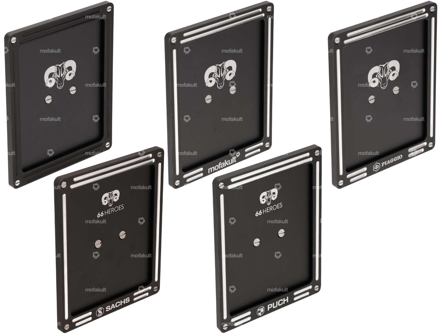 66HEROES license plate holder set incl. frame & mounting pin on the left side (DE version) Carousel Image 2