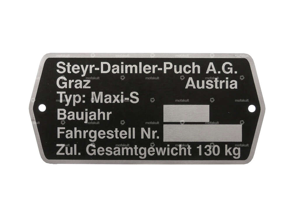 Type plate | Puch Maxi S Austria Carousel Image 1