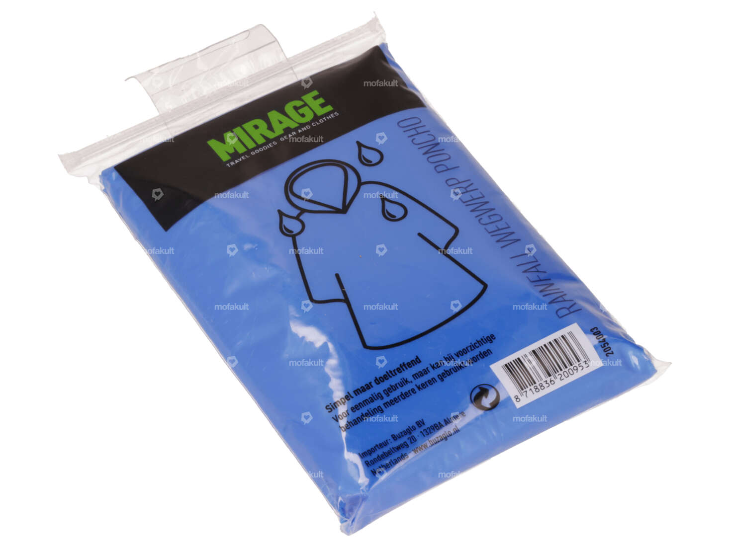 Rain cover with hood blue transparent Carousel Image 1