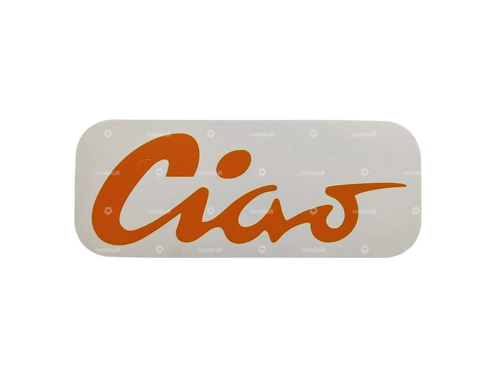 Tank sticker "Ciao" orange 70 x 28 mm | Piaggio Ciao P, C9 Carousel Image 1