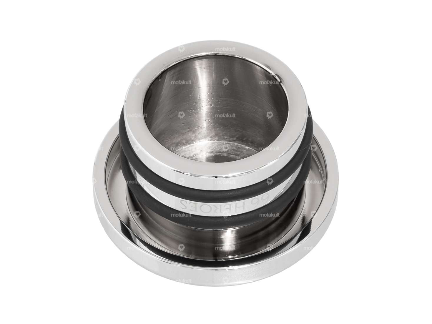 66HEROES Tank cap aluminum "Piaggio" round chrome | Piaggio SI Carousel Image 2