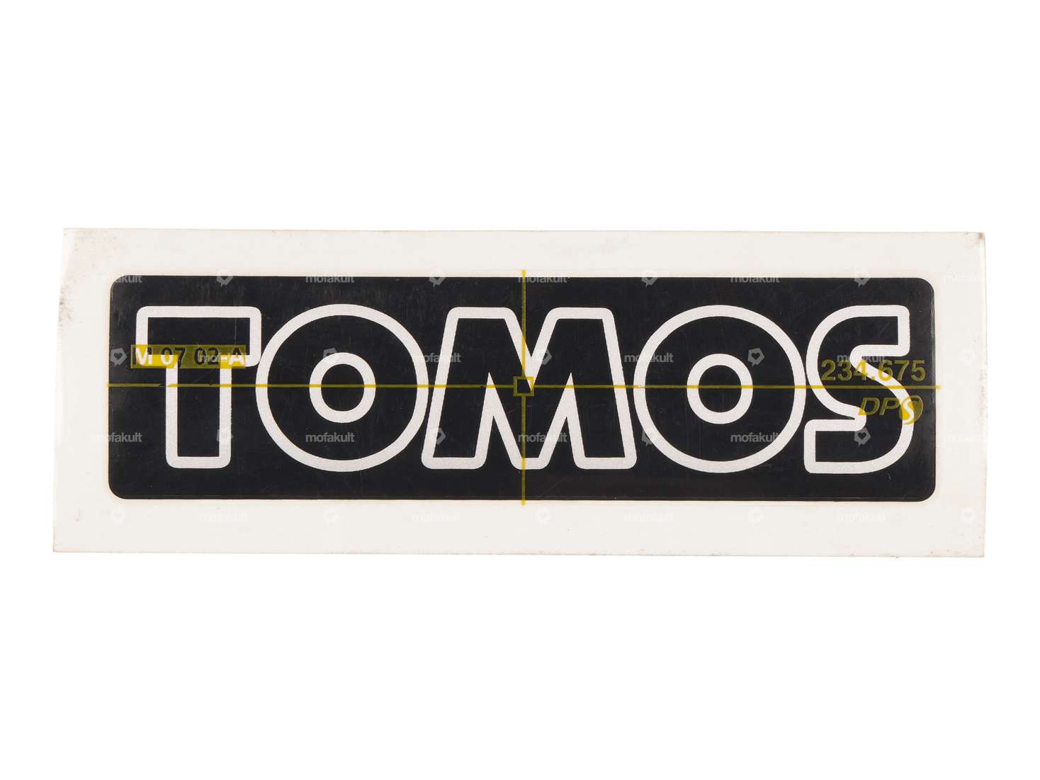 "TOMOS" Sticker, Black/Silver, 100 x 28 mm, Original Carousel Image 1