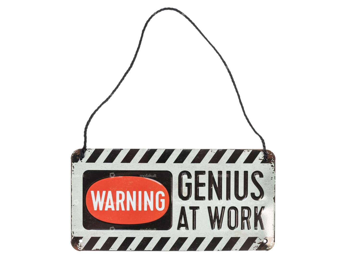Nostalgic Art tin sign "Warning Genius at work" 20 x 10 cm Carousel Image 1