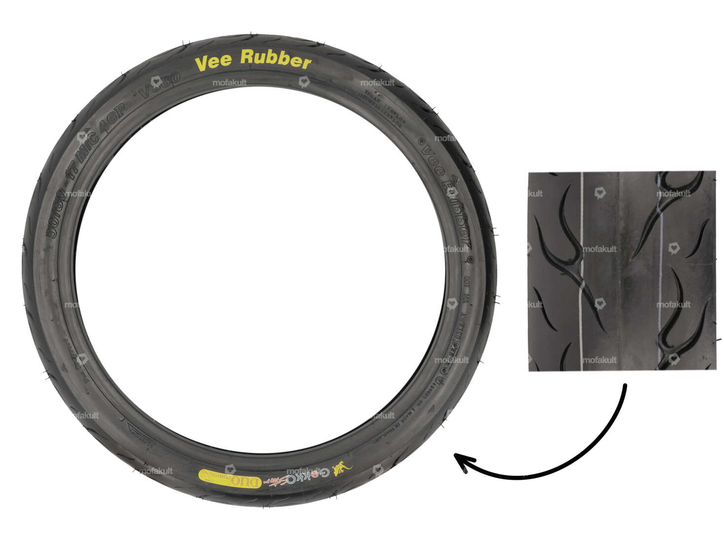VeeRubber 90/80 x 17" VRM360 (V360) GEKKO STAR semi-slick tires Carousel Image 1