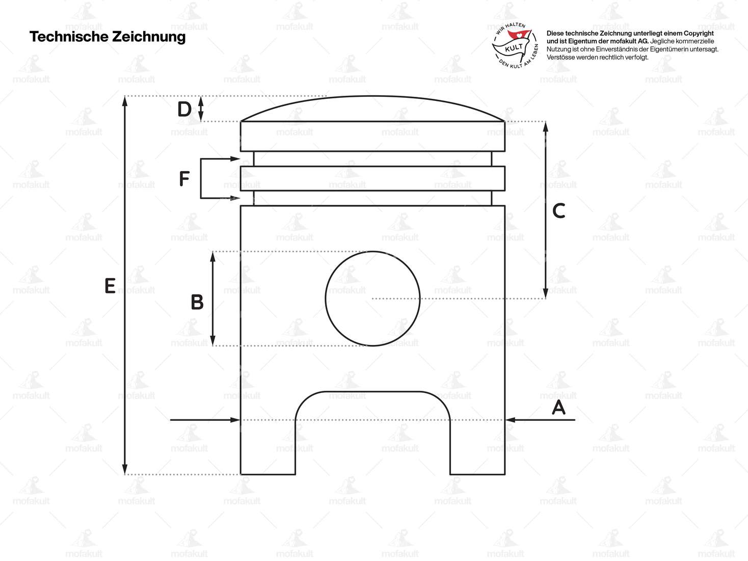 GPO piston 40 mm (12 mm KoBo) | Puch X30 Velux fan-cooled Carousel Image 2