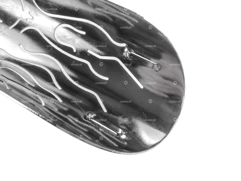 Exhaust heat plate "Flame Skull" chrome Carousel Image 2