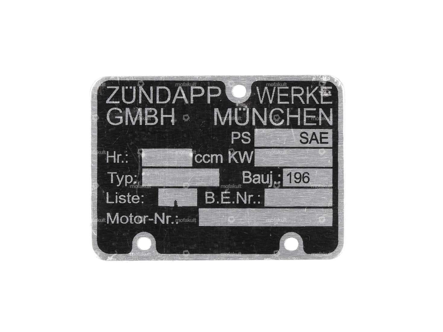 Engine plate 60s | Zündapp Carousel Image 1