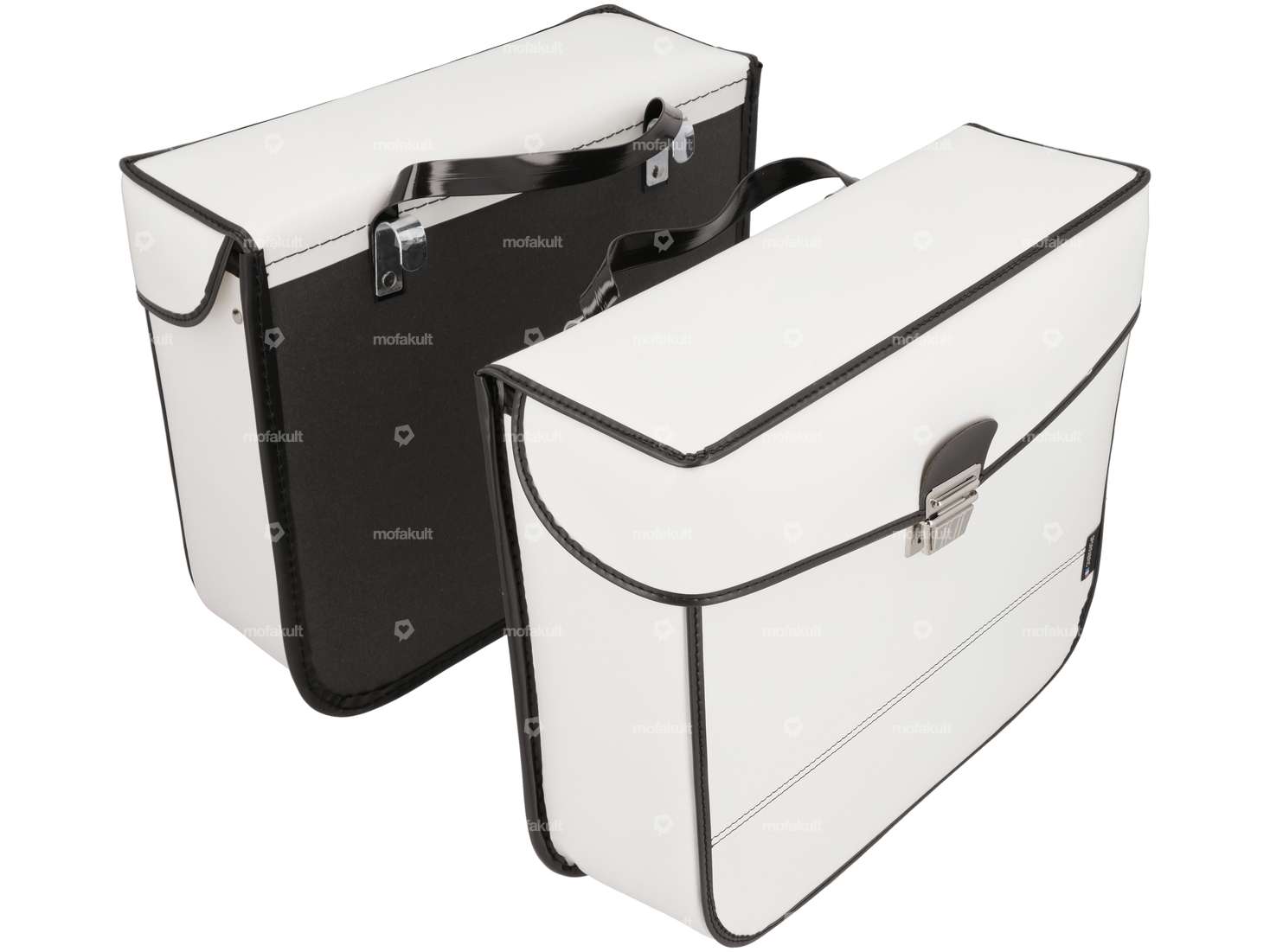 White rectangular leather-look luggage bags Carousel Image 1