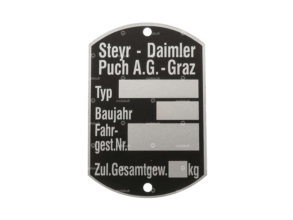 Type plate | Puch X30 NG/N-2AH Carousel Image 1