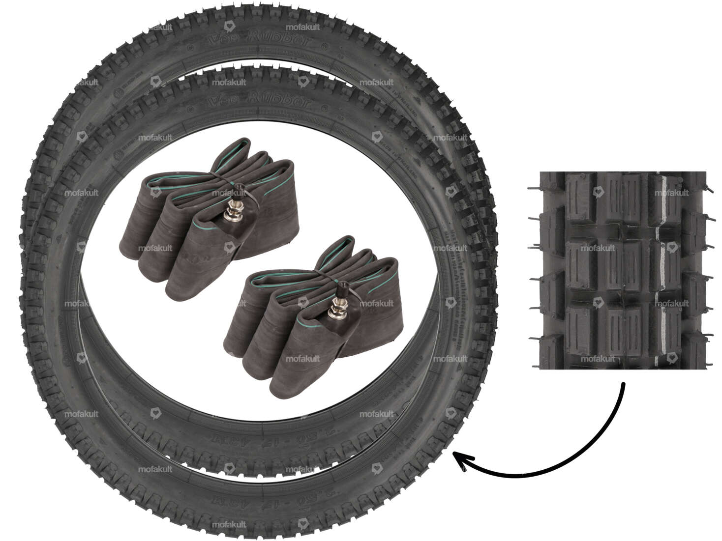 VeeRubber tire set 2.50 x 17" VRM021 (V021) Studs Carousel Image 1