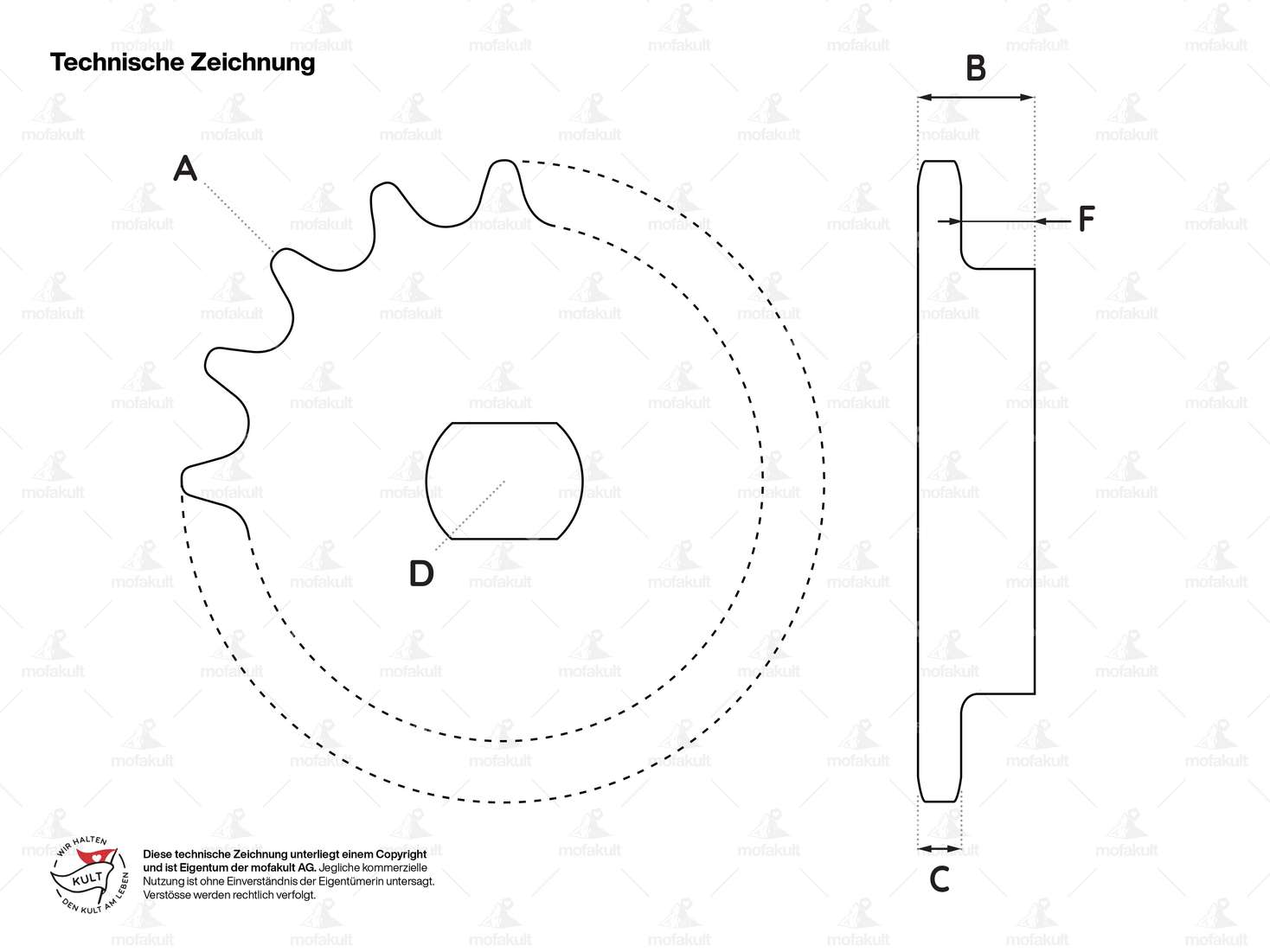 Sprocket 12 teeth one-sided heel (415 chain) | Kreidler Carousel Image 4