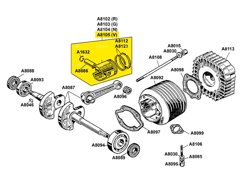 Meteor piston 40 mm "V" (A8105) | Beta 521 & 512 Carousel Image 2
