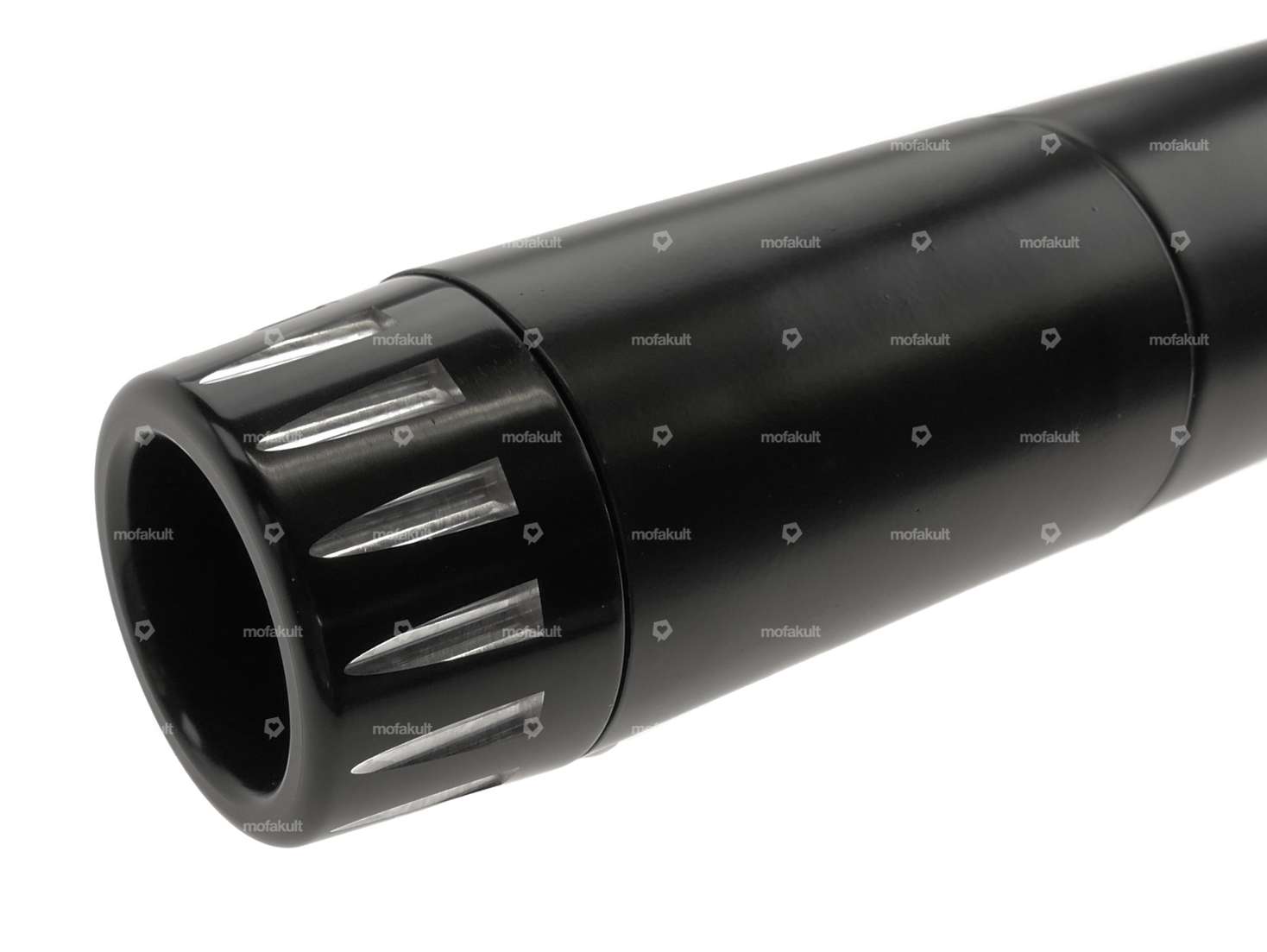 66HEROES Exhaust X-Pipe 32 mm chrome / black CNC end piece Carousel Image 4