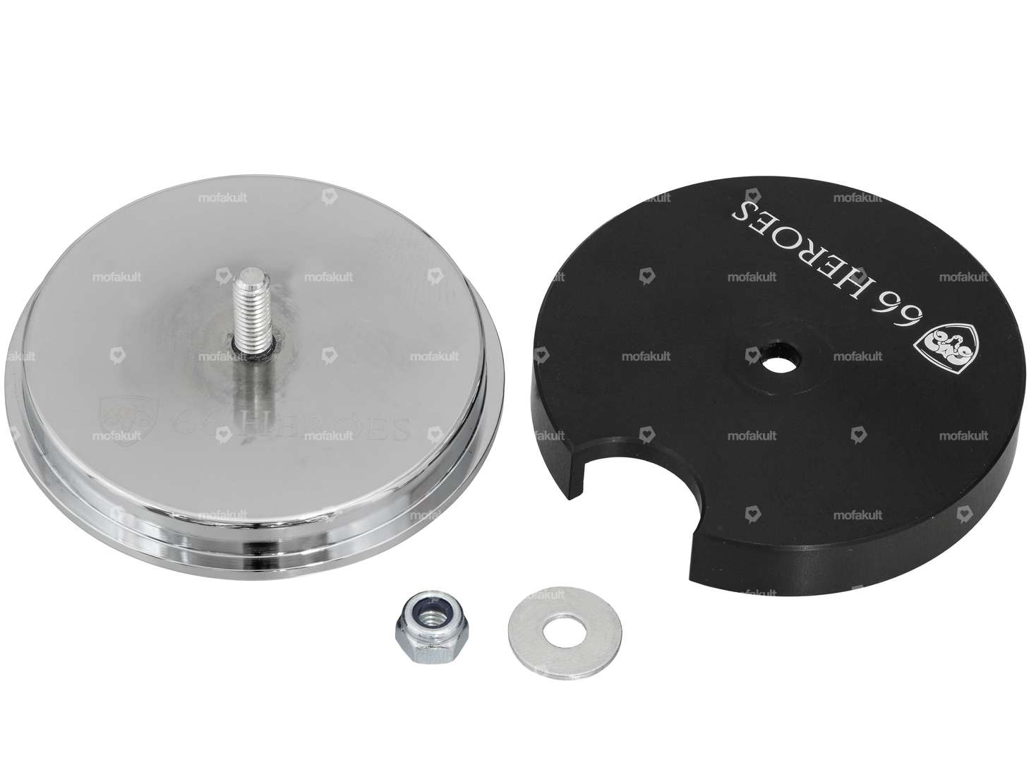 66HEROES speedometer bezel Ø 48 mm "Hercules" chrome Carousel Image 2