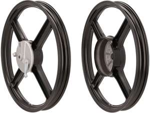 Wheel set 16" cast black (4 spokes) reproduction | Piaggio Bravo Wheel set 16" cast black (4 spokes) reproduction | Piaggio Bravo
