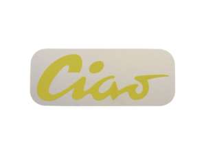Tank sticker "Ciao" yellow 70 x 28 mm | Piaggio Ciao P, C9 Tank sticker "Ciao" yellow 70 x 28 mm | Piaggio Ciao P, C9