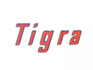 "Tigra" sticker in italics "Tigra" sticker in italics