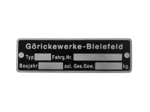 Type plate | Göricke Type plate | Göricke